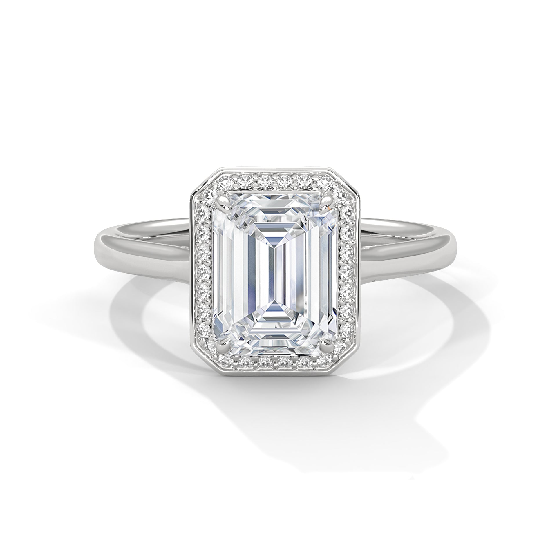 Emerald Cut Diamond Halo Engagement Ring