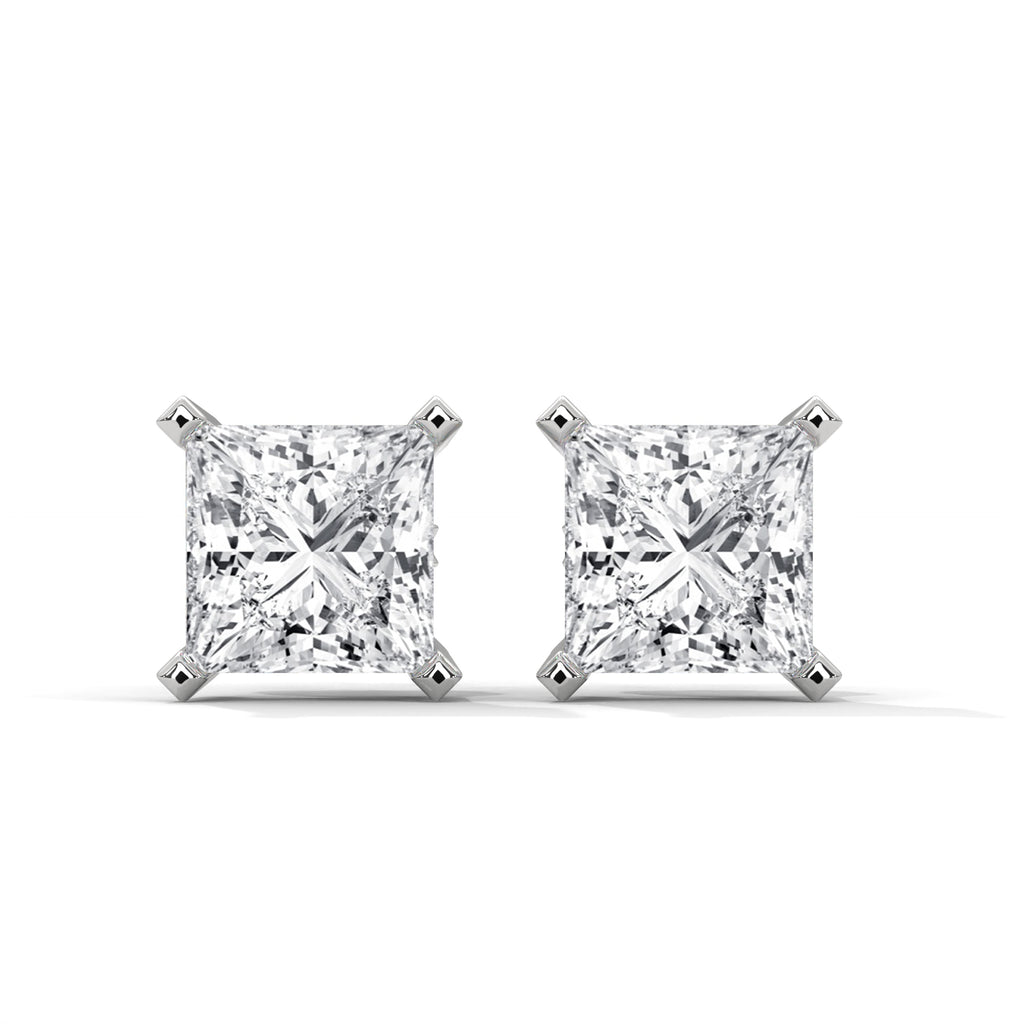 Princess Cut Solitaire Diamond Stud Earrings