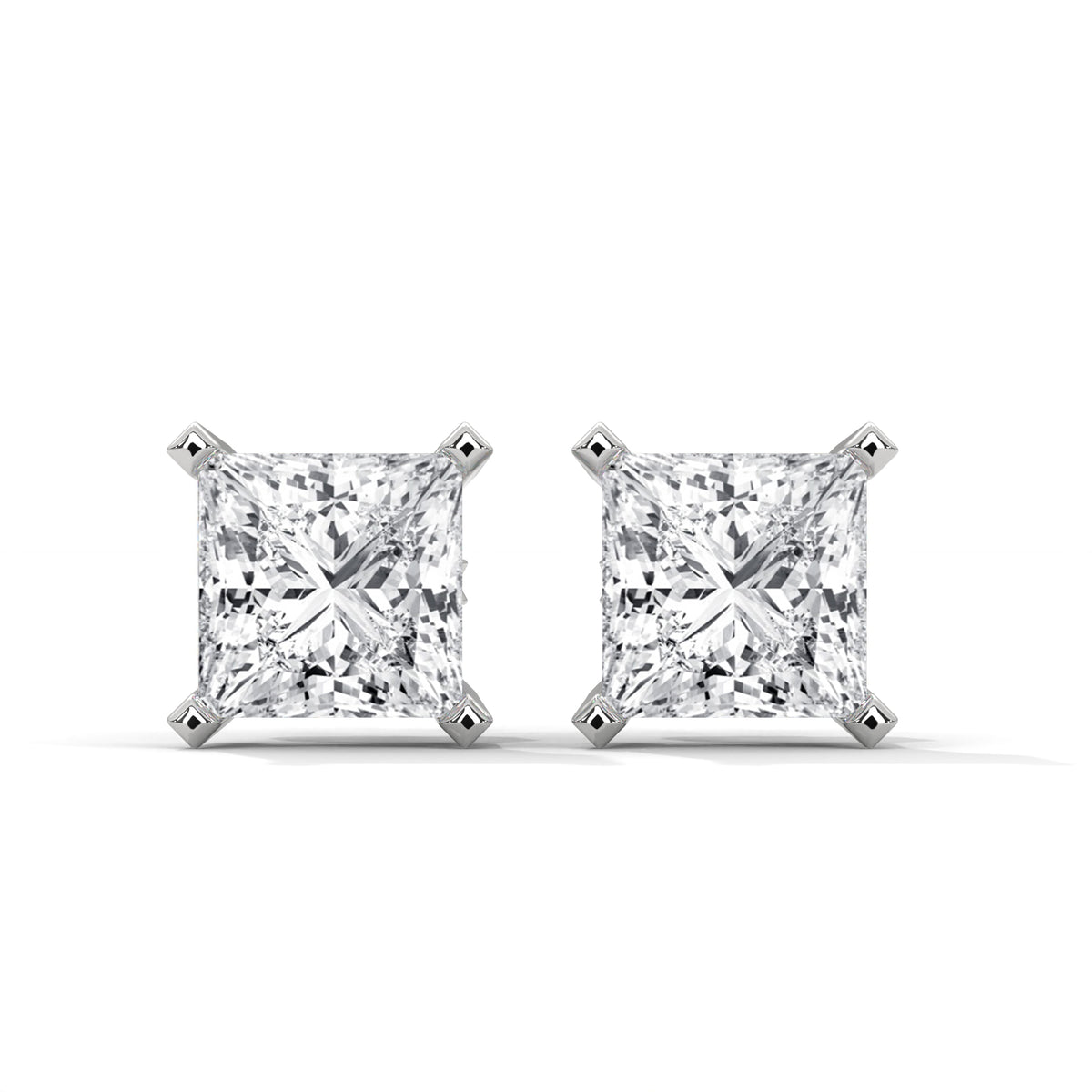 Princess Cut Solitaire Diamond Stud Earrings — Jewelix Atelier