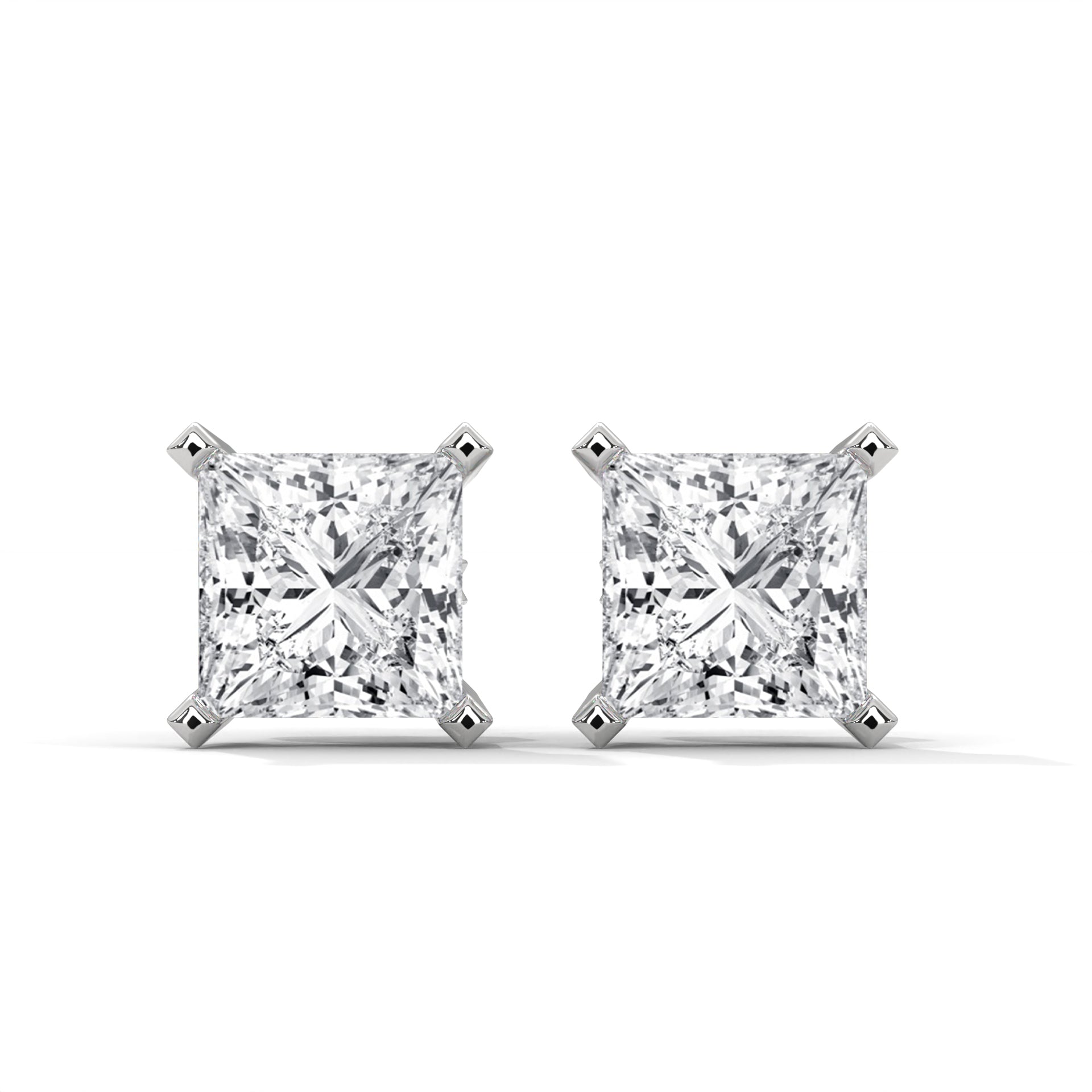 Princess Cut Solitaire Diamond Stud Earrings