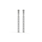 Baguette & Round Diamond Bar Drop Earrings