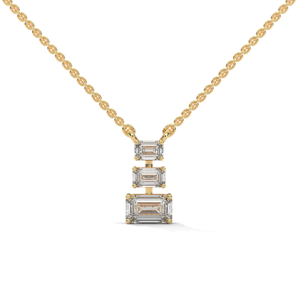 Emerald Cut Diamond Bar Pendant