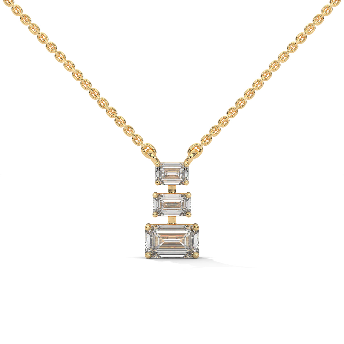 Emerald Cut Diamond Bar Pendant – view 4 of 9, lab grown diamond necklace | Jewelix Atelier