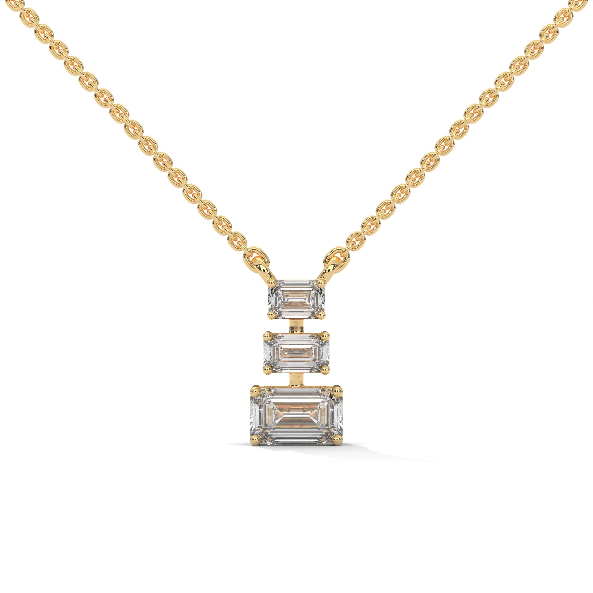 Emerald Cut Diamond Bar Pendant