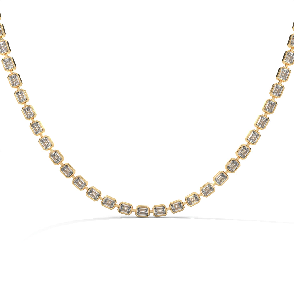 Emerald Cut Diamond Tennis Necklace