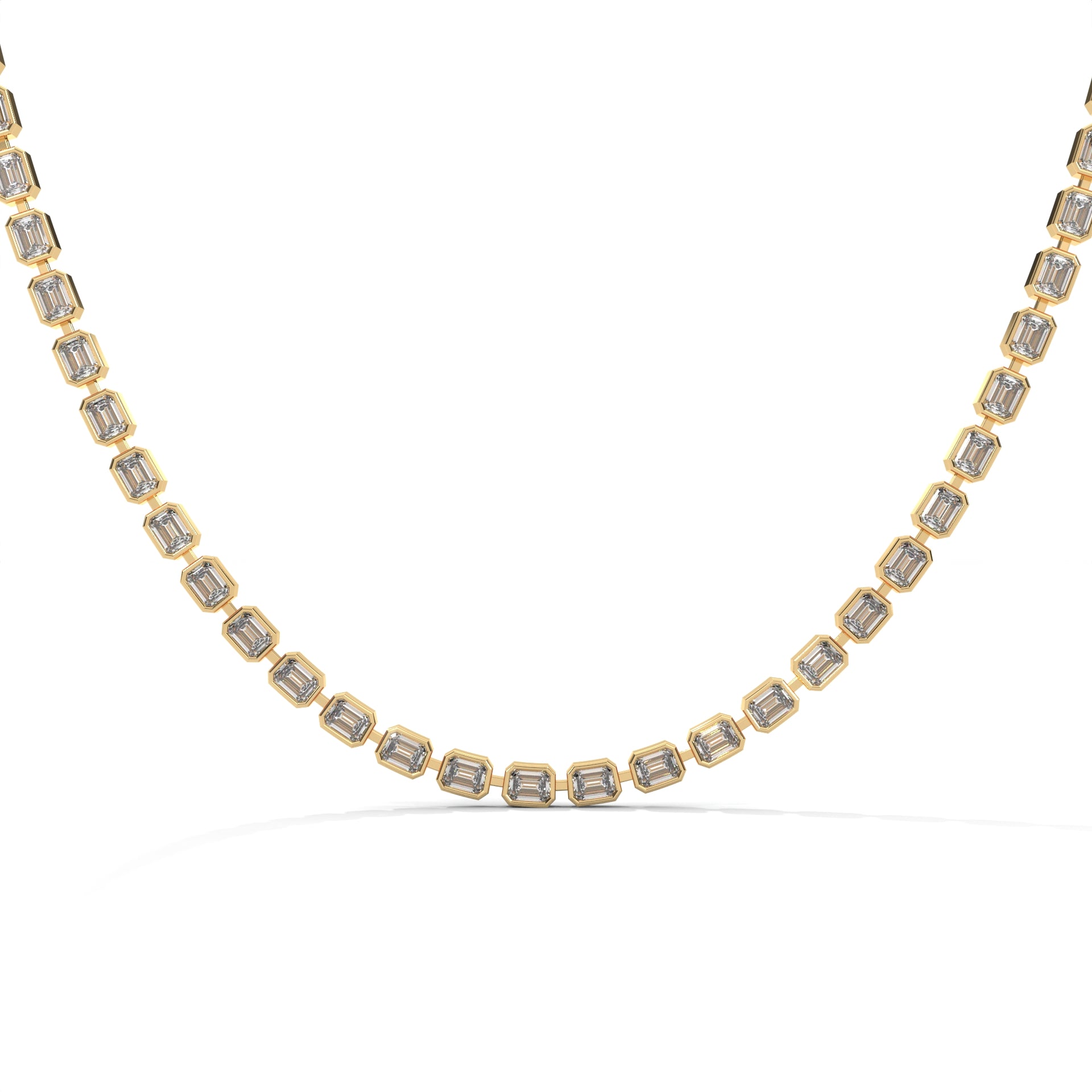 Emerald Cut Diamond Tennis Necklace