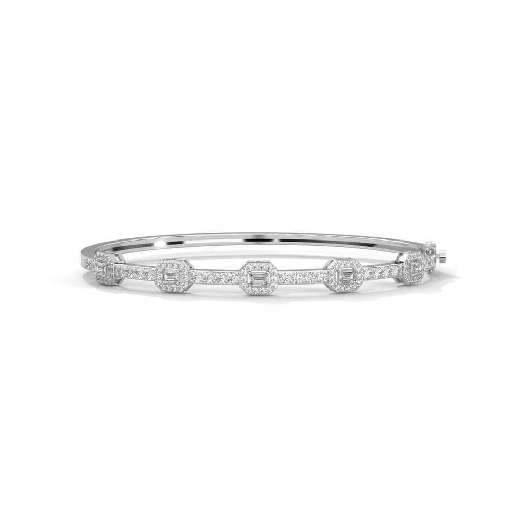 Emerald & Round Diamond Geometric Bracelet