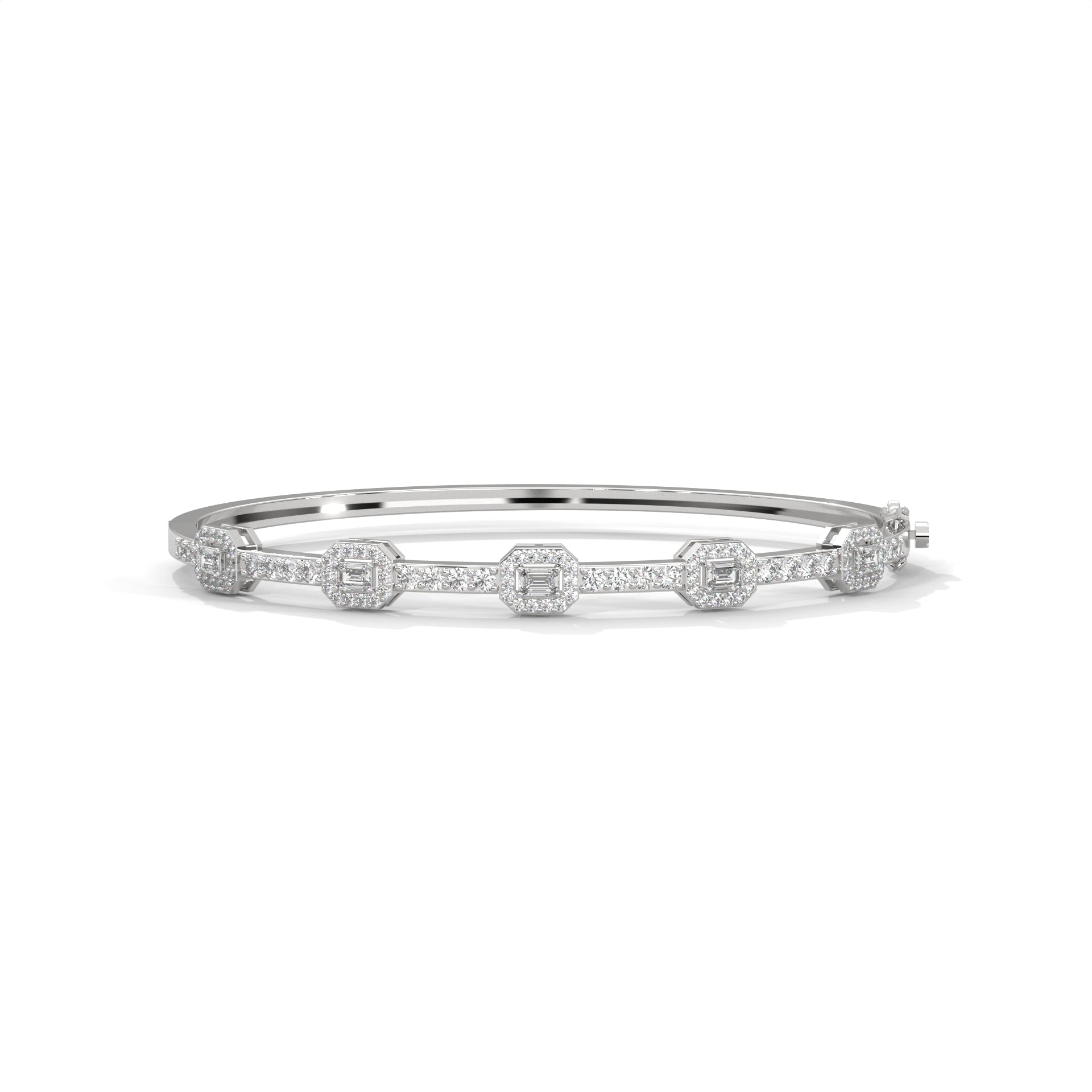 Emerald & Round Diamond Geometric Bracelet