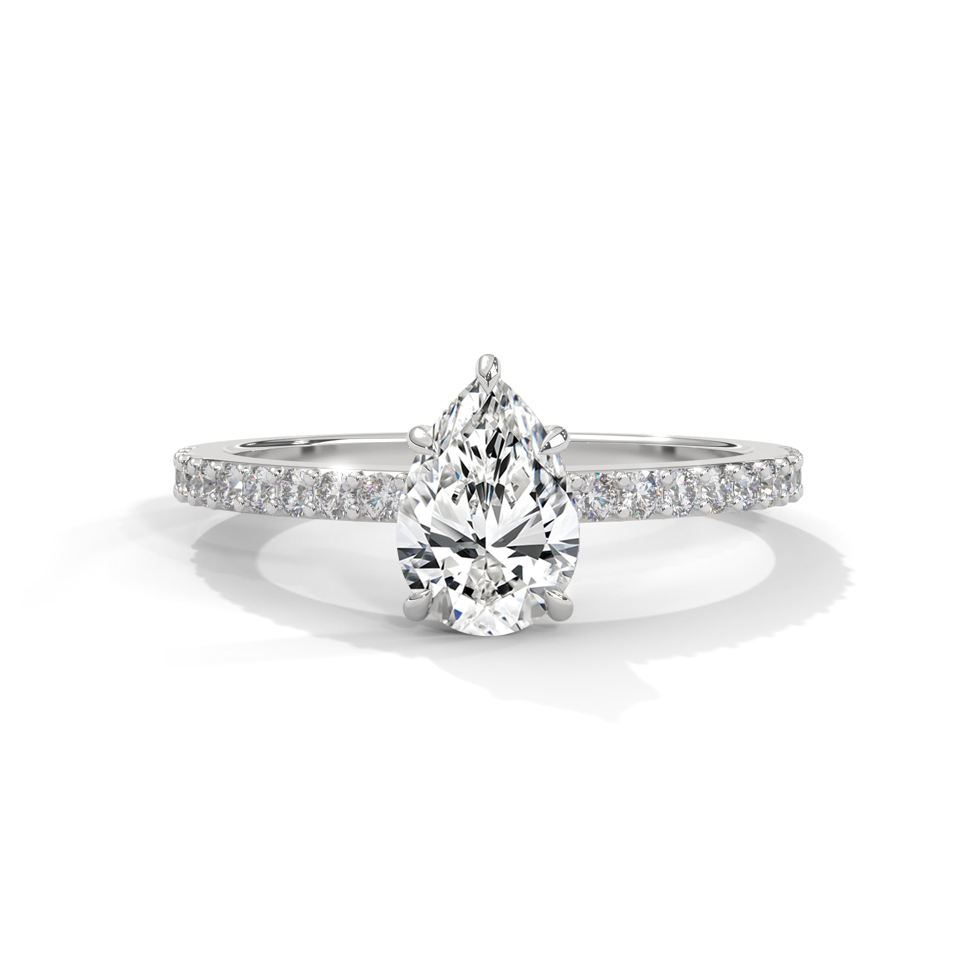 Pear Cut Diamond Pavé Engagement Ring