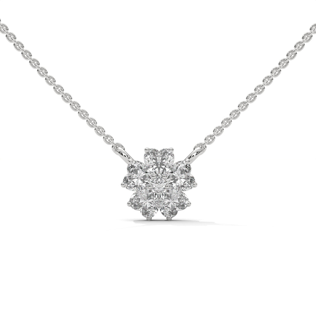 Heart Diamond Floral Pendant