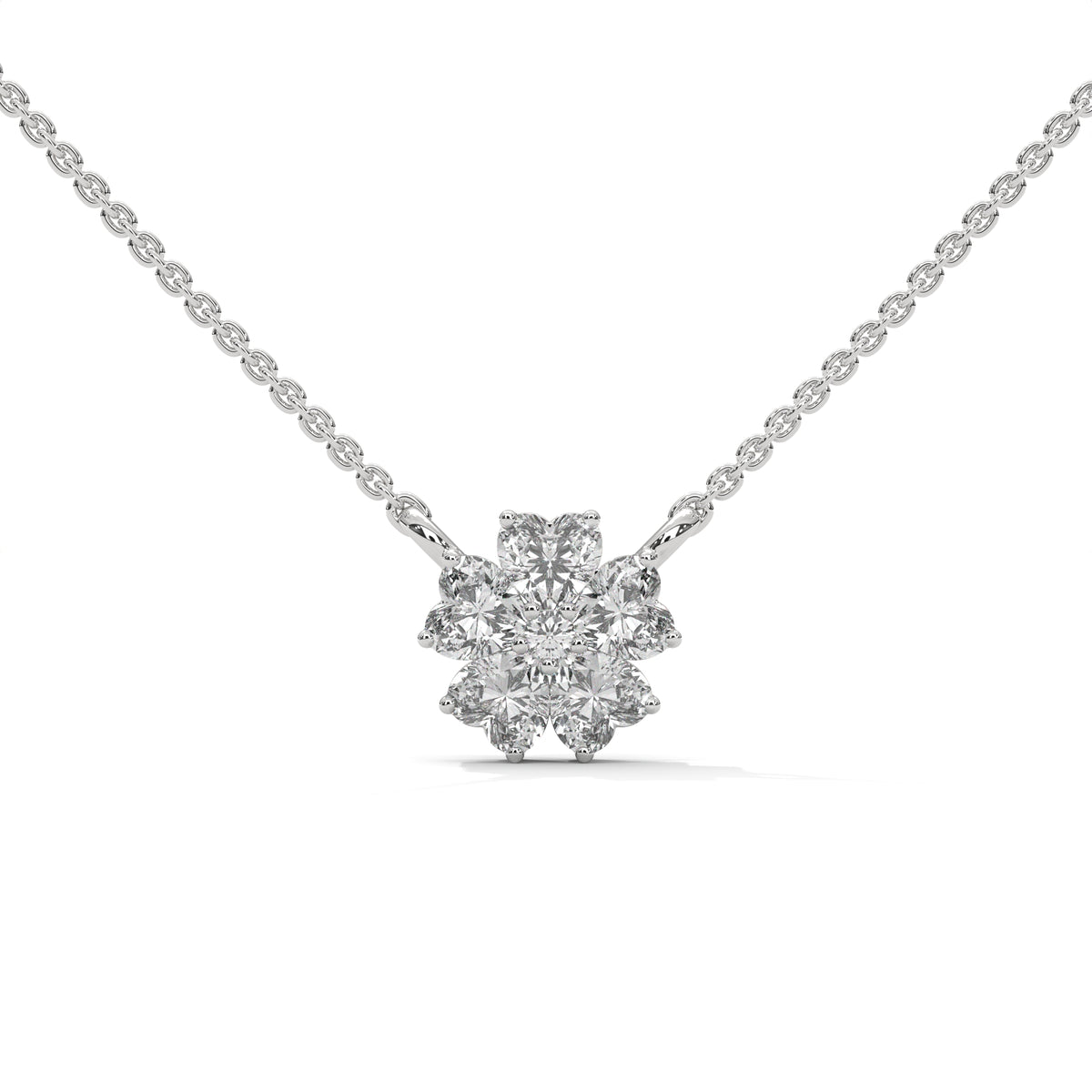 Heart Diamond Floral Pendant – view 1 of 9, lab grown diamond necklace | Jewelix Atelier