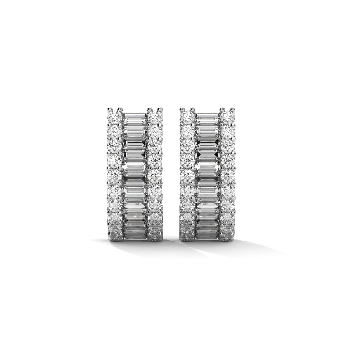 Baguette & Round Diamond Statement Hoop Earrings — Jewelix Atelier