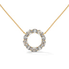 Emerald & Oval Diamond Circle Pendant