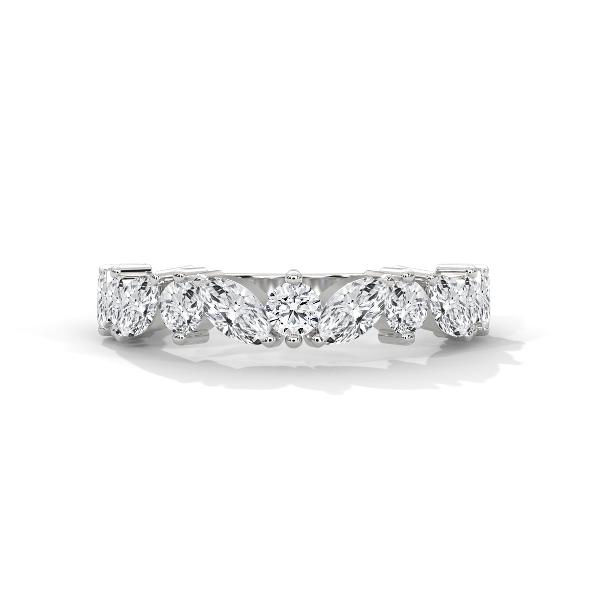 Marquise & Round Diamond Alternating Band Ring – view 1 of 9, lab grown diamond band | Jewelix Atelier