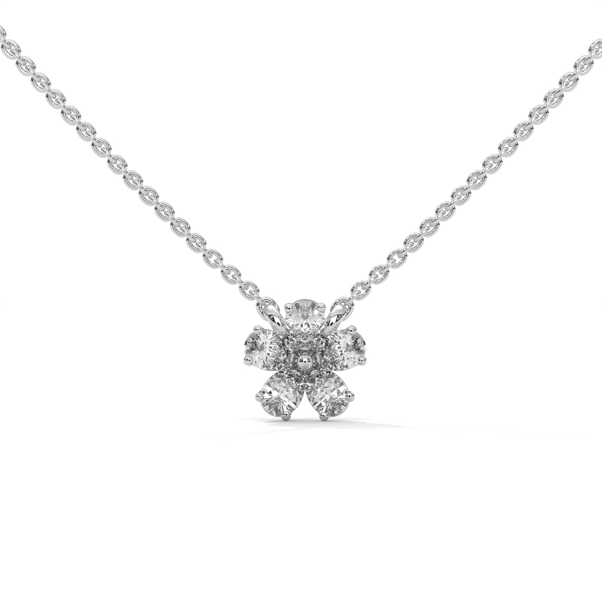 Pear Diamond Floral Pendant – view 1 of 9, lab grown diamond necklace | Jewelix Atelier
