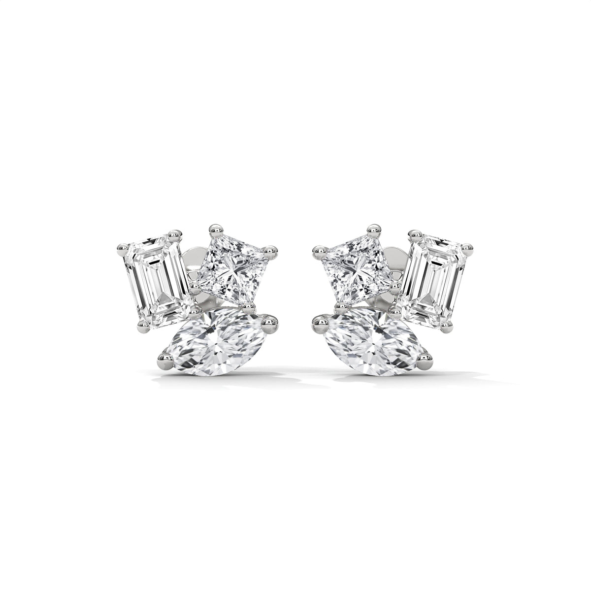 Trinity Éclat Mixed Shape Diamond Earrings — Jewelix Atelier