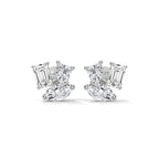 Mixed Shape Diamond Cluster Stud Earrings