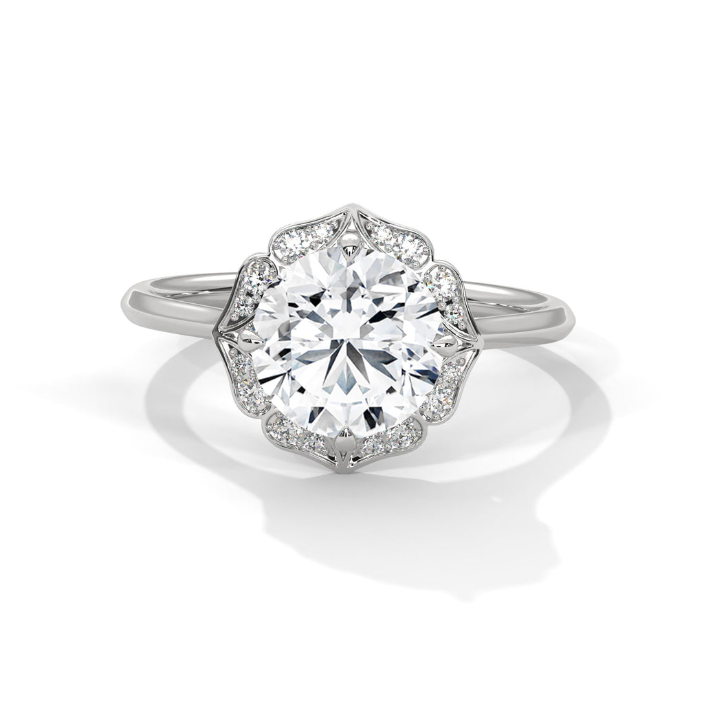 Round Diamond Vintage Halo Engagement Ring