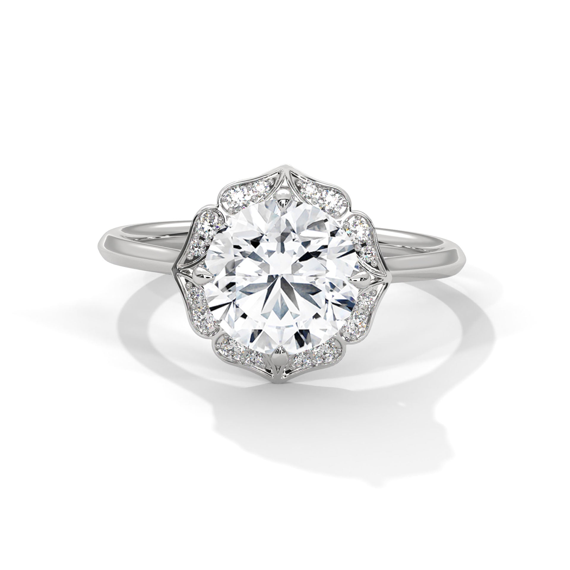Round Diamond Vintage Halo Engagement Ring