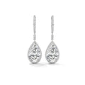 Pear Halo Diamond Drop Hoop Earrings