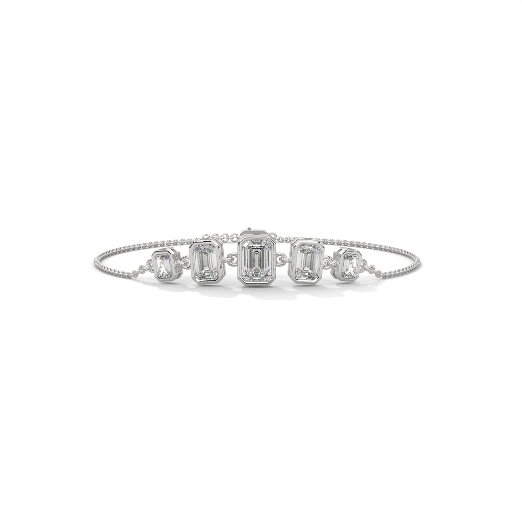 Emerald Cut Five Stone Diamond Bracelet