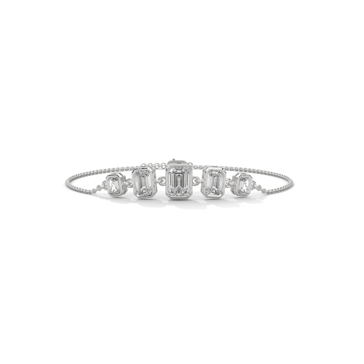 Emerald Cut Five Stone Diamond Bracelet — Jewelix Atelier