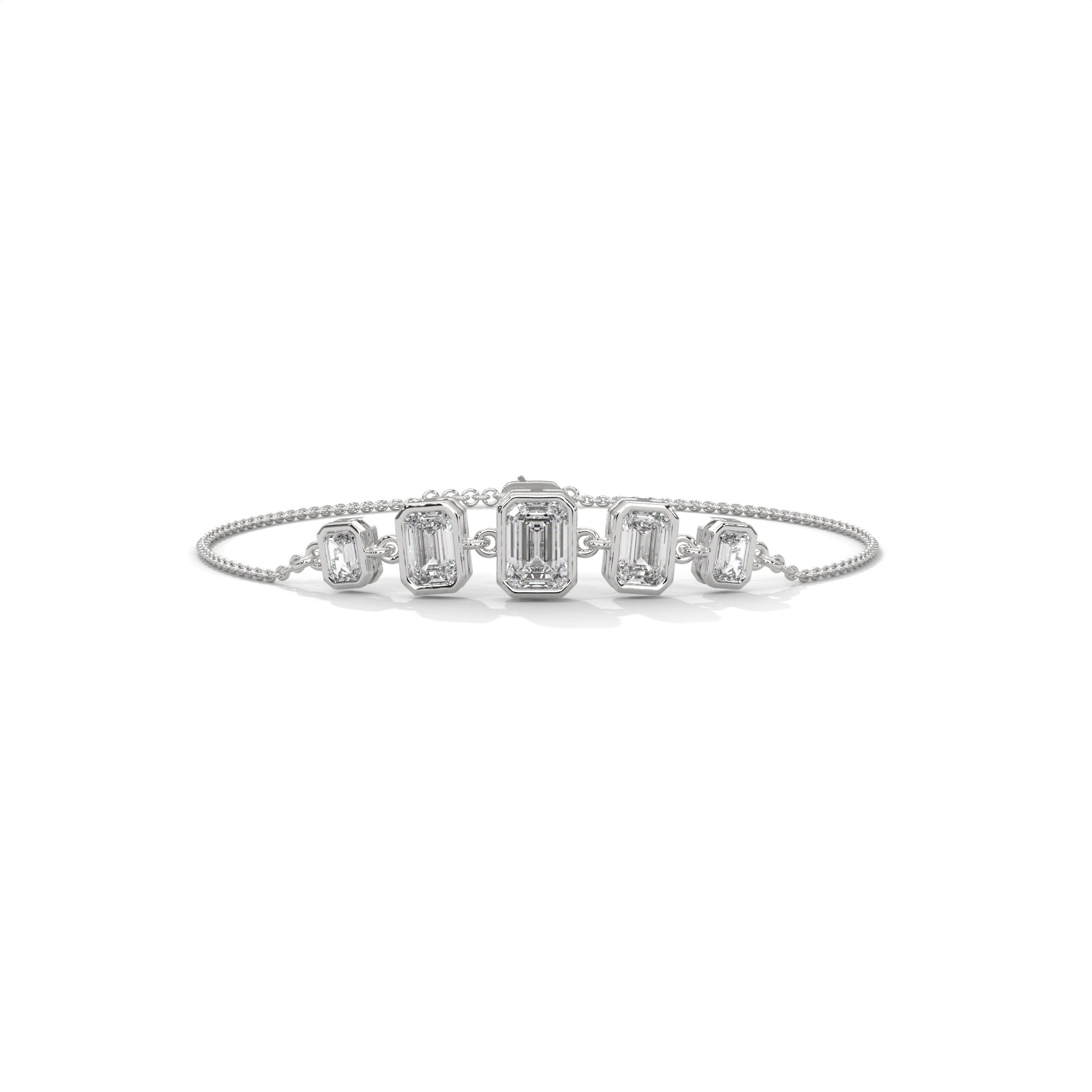 Emerald Cut Five Stone Diamond Bracelet