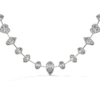 Multi Shape Diamond Station Necklace with Pear Center
