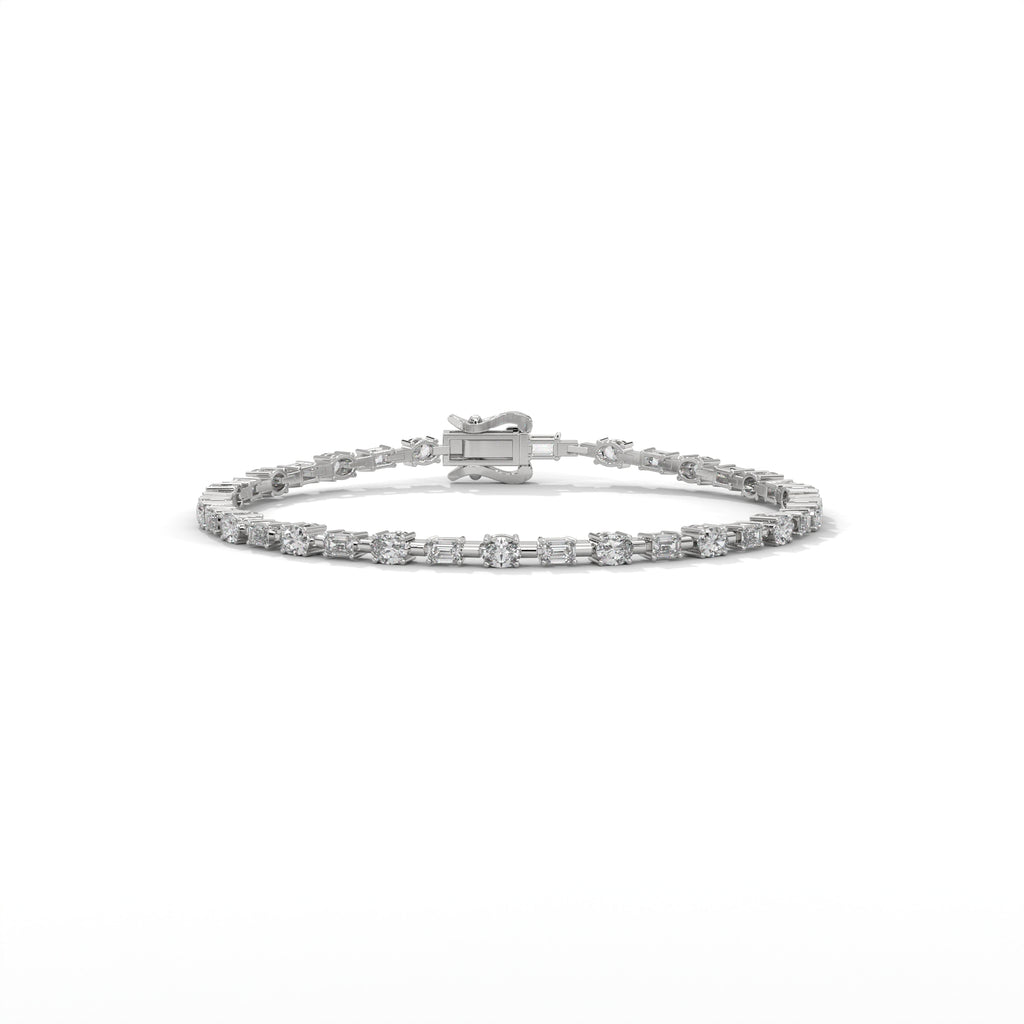 Emerald & Oval Diamond Tennis Bracelet