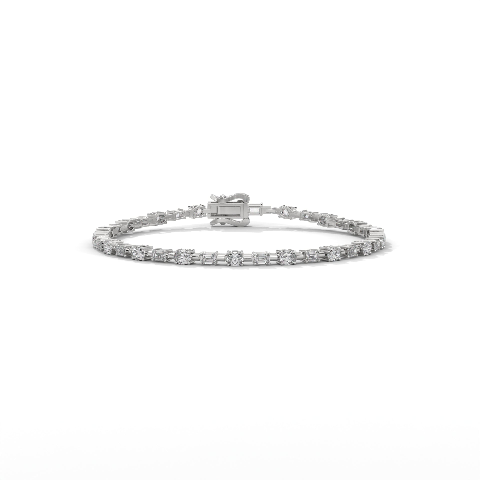 Emerald & Oval Diamond Tennis Bracelet