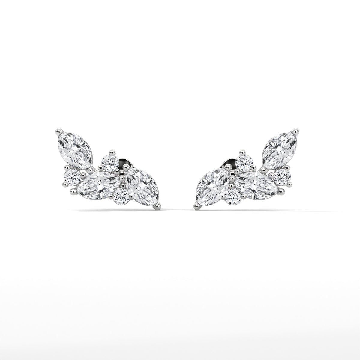 Marquise Diamond Cluster Stud Earrings — Jewelix Atelier