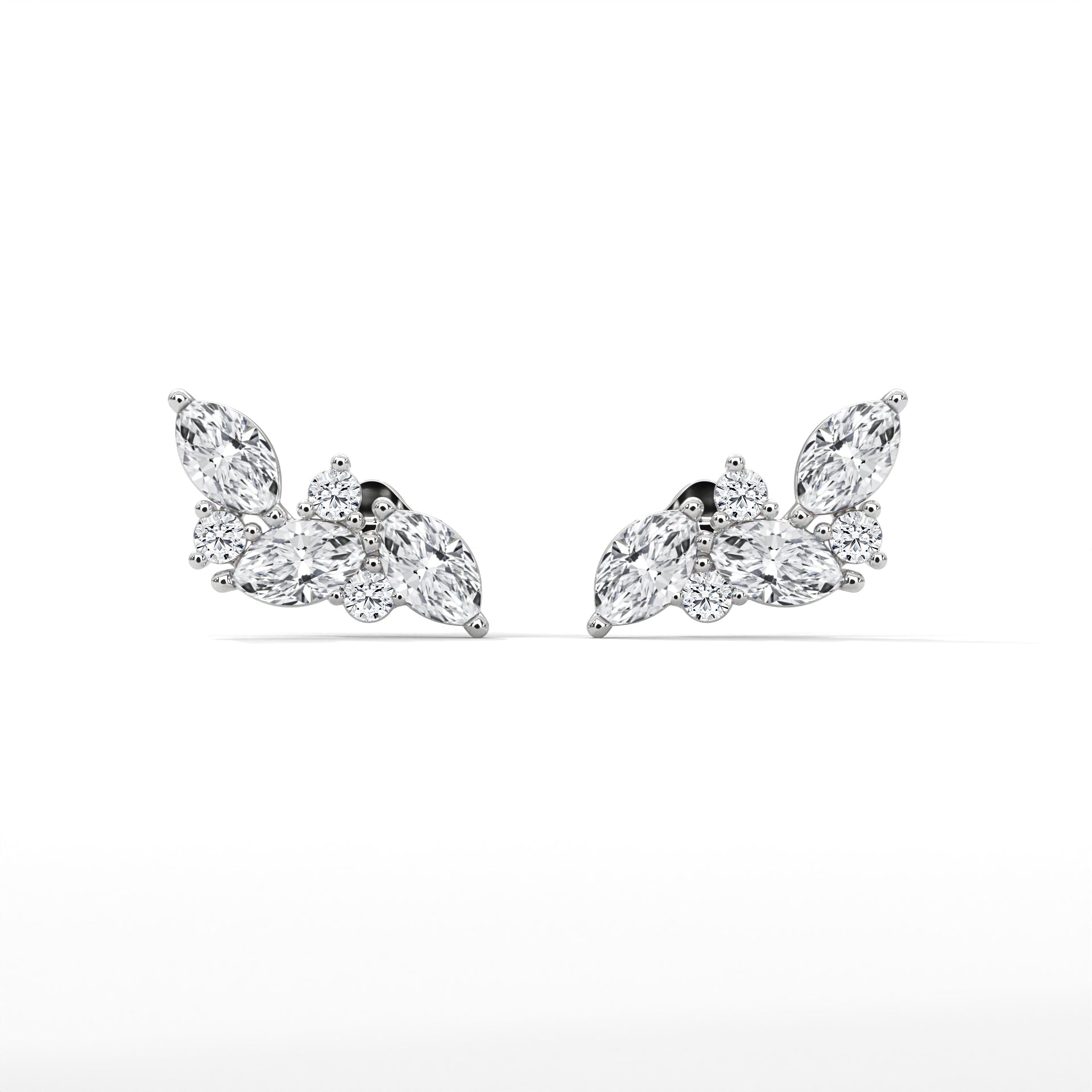 Marquise Diamond Cluster Stud Earrings
