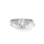 Emerald Cut Three Stone Diamond Engagement Ring