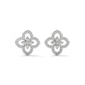 Floral Clover Diamond Stud Earrings