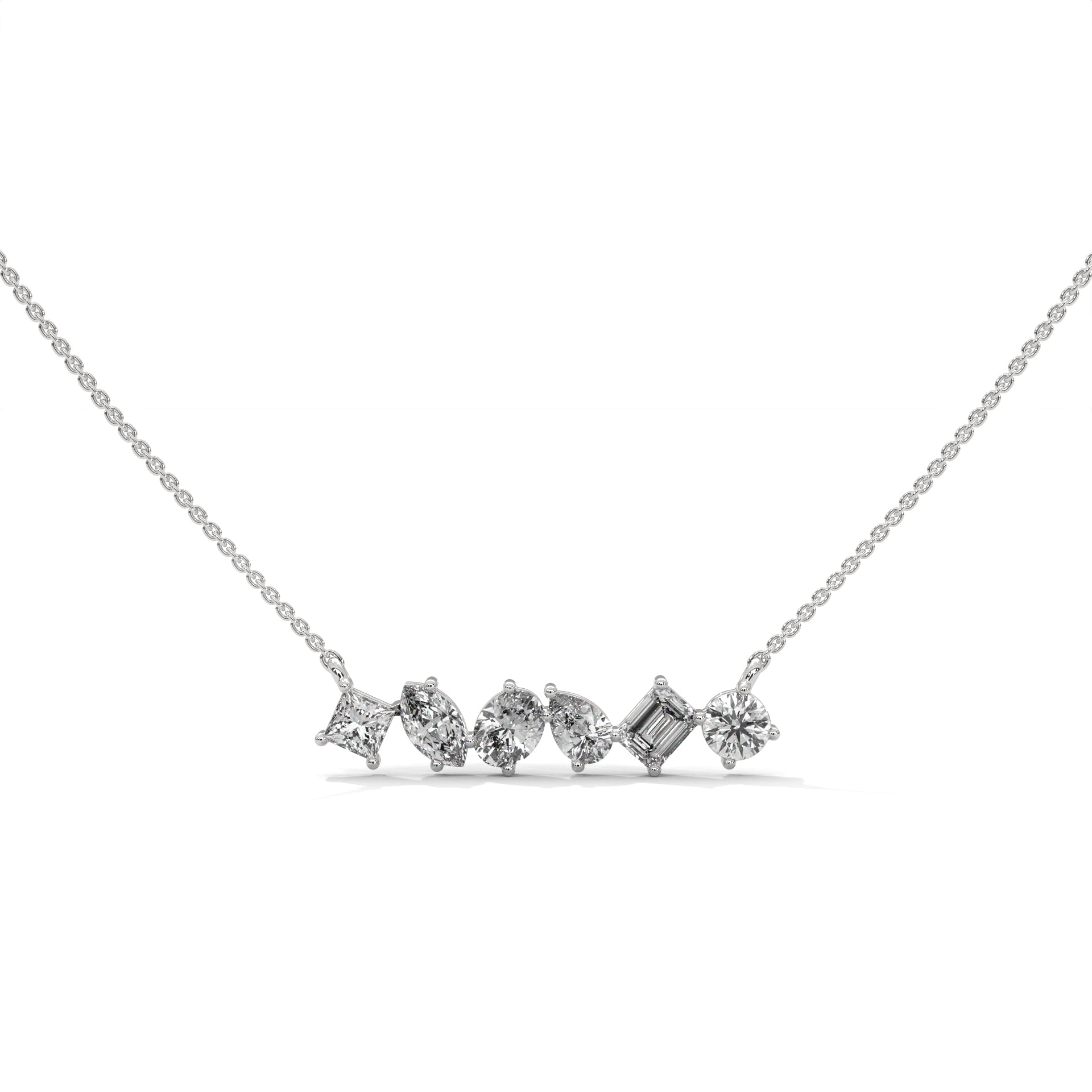 Multi Shape Diamond Bar Necklace Pendant
