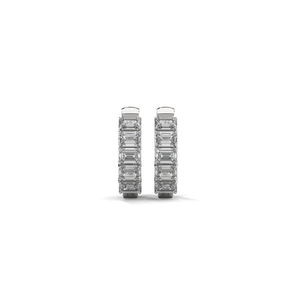 Emerald Cut Diamond Hoop Earrings