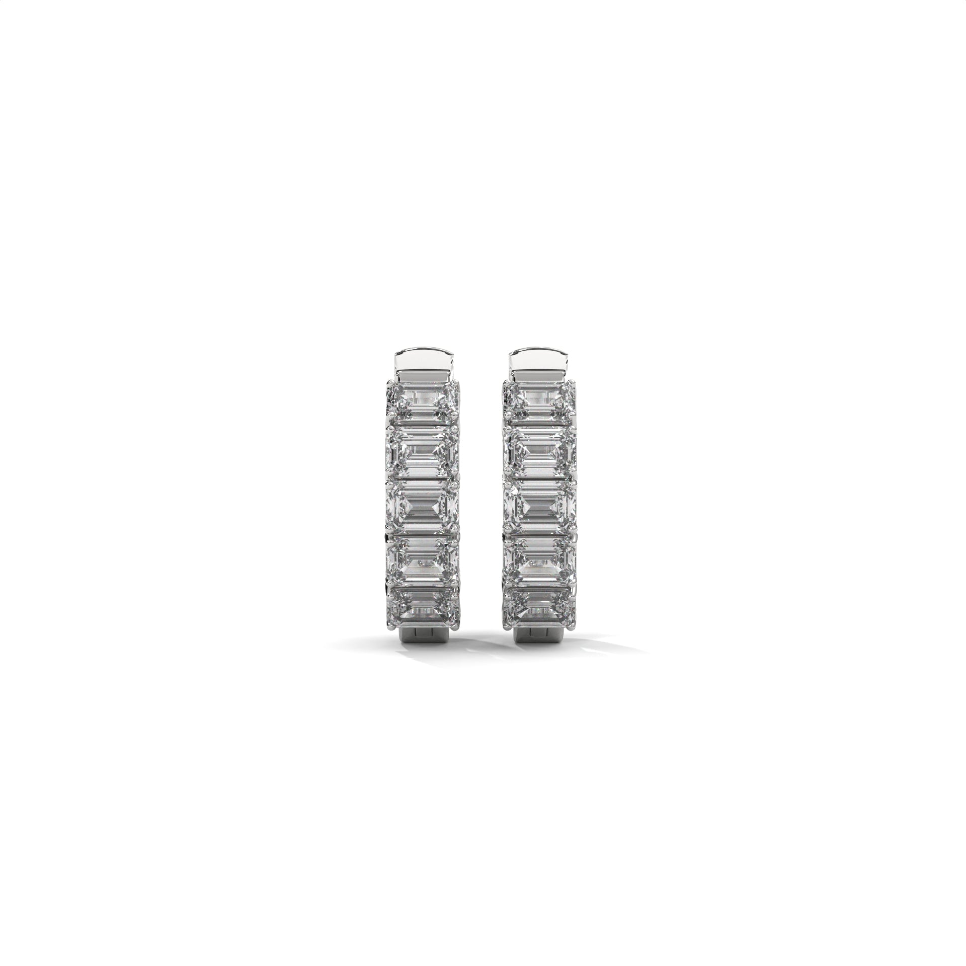 Emerald Cut Diamond Hoop Earrings