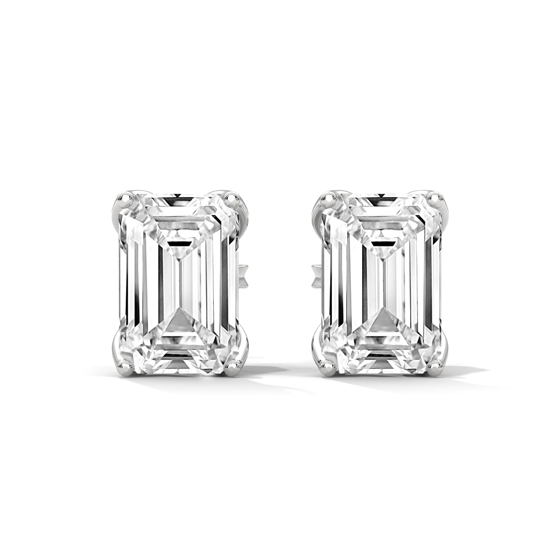 Emerald Cut Solitaire Diamond Stud Earrings