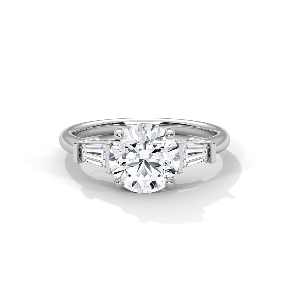 Round Diamond Three Stone Engagement Ring
