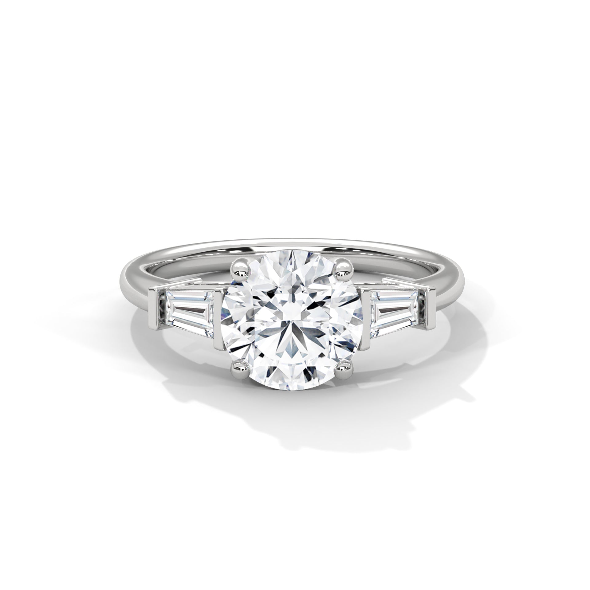 Round Diamond Three Stone Engagement Ring