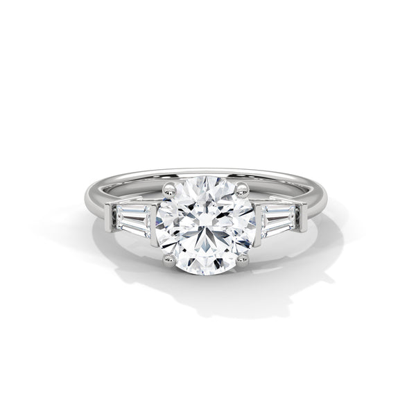 Round Diamond Three Stone Engagement Ring