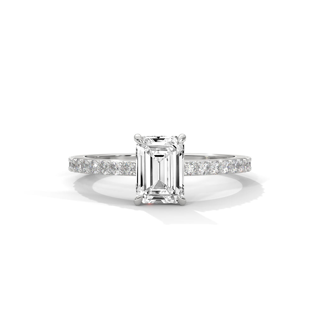 Emerald Cut Diamond Pavé Engagement Ring