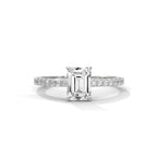 Emerald Cut Diamond Pavé Engagement Ring