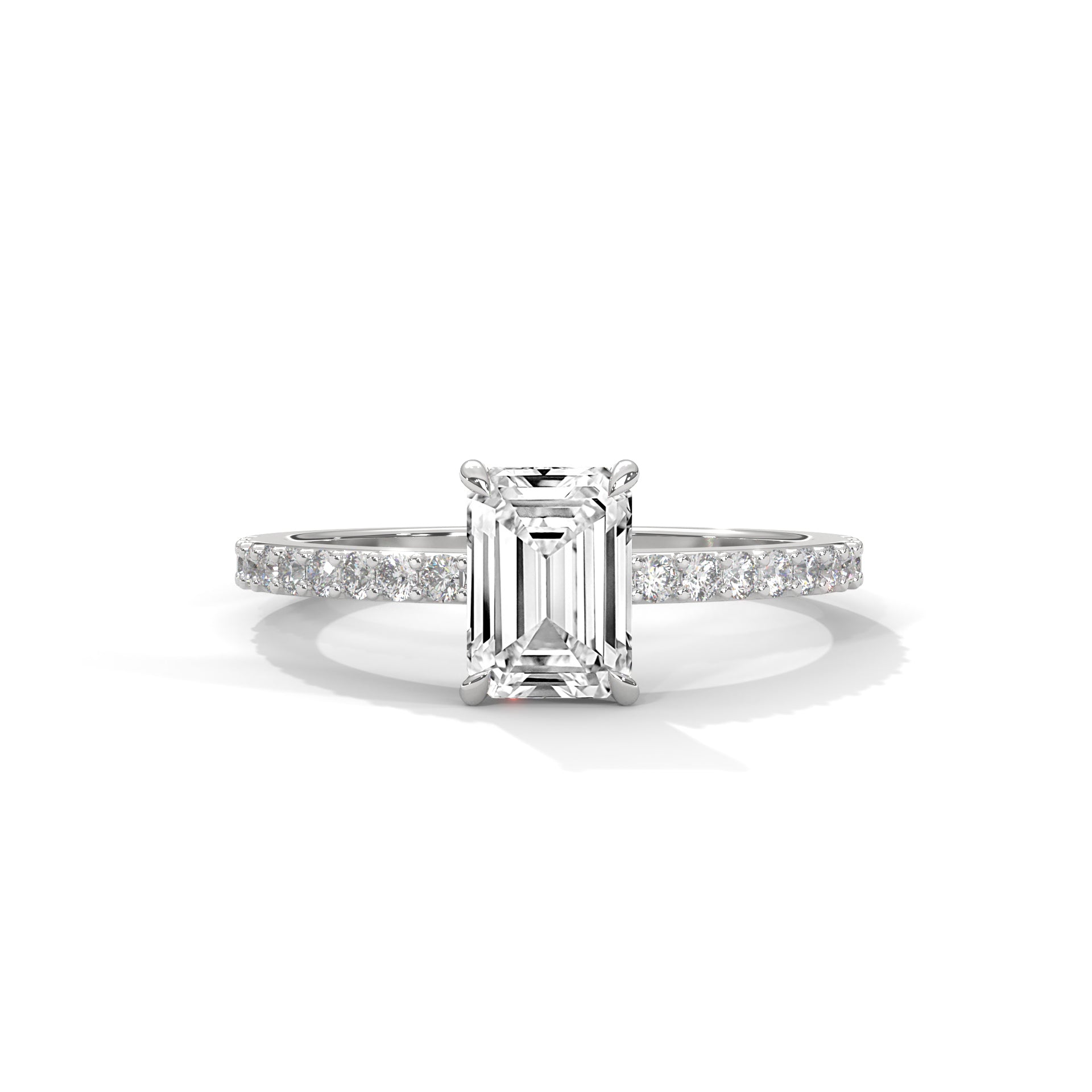 Emerald Cut Diamond Pavé Engagement Ring
