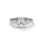 Radiant Cut Three Stone Diamond Engagement Ring