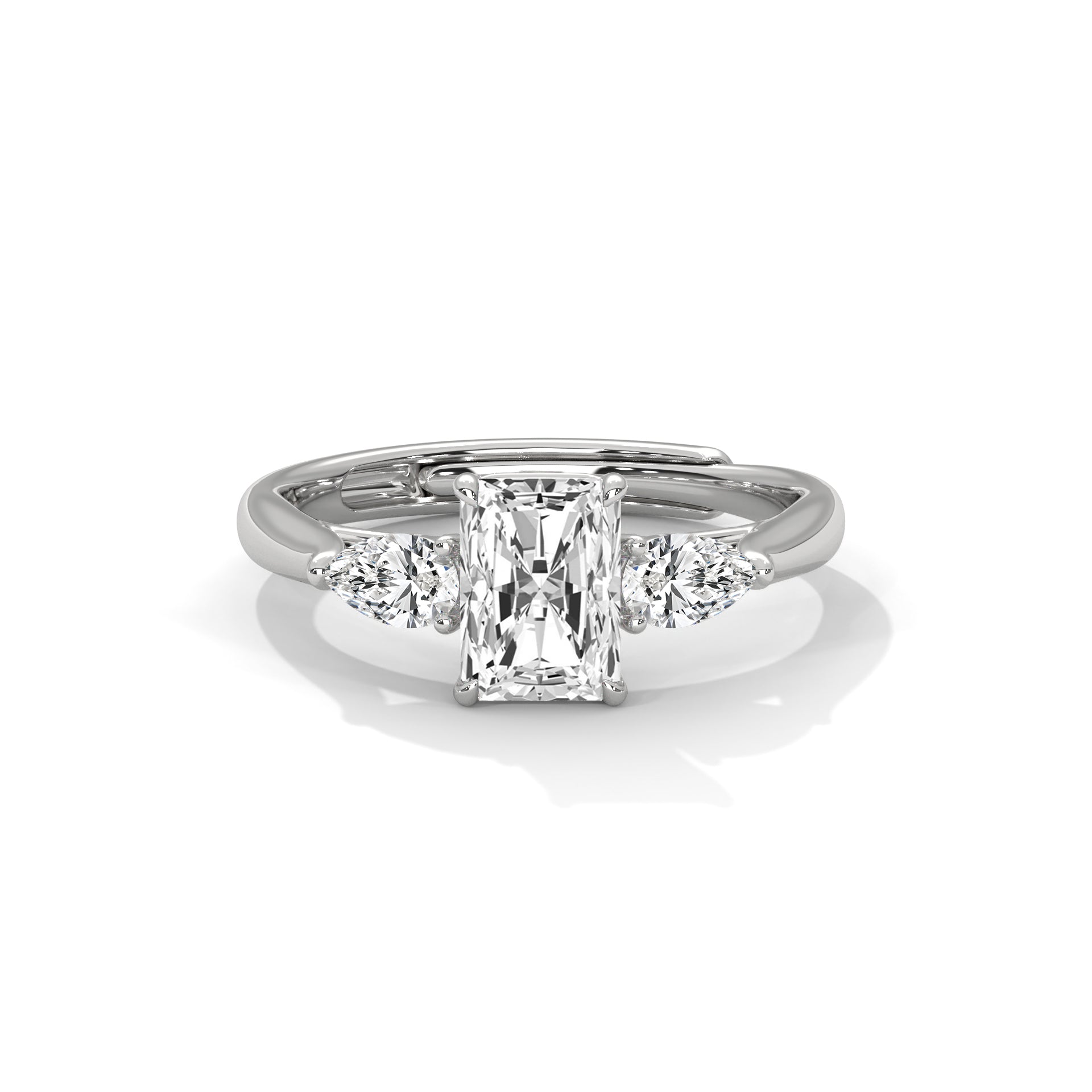 Radiant Cut Three Stone Diamond Engagement Ring