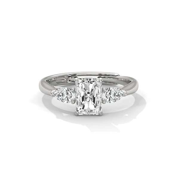Radiant Cut Three Stone Diamond Engagement Ring