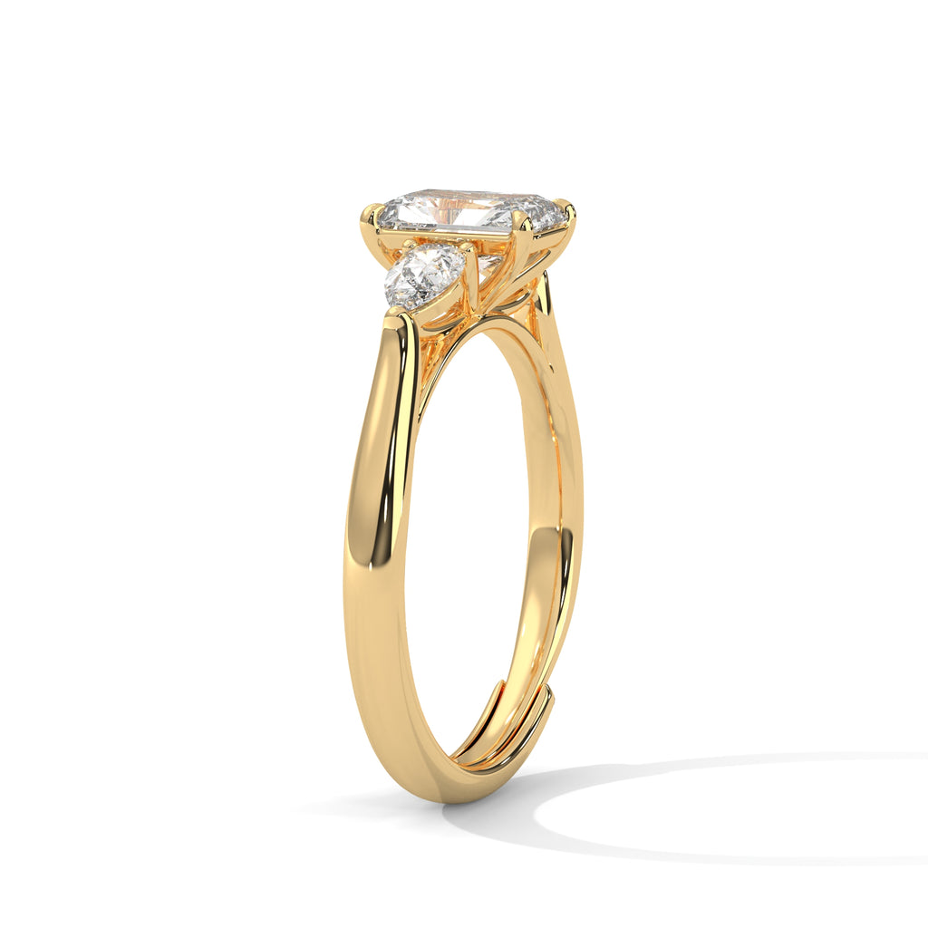 Radiant Cut Three Stone Diamond Engagement Ring