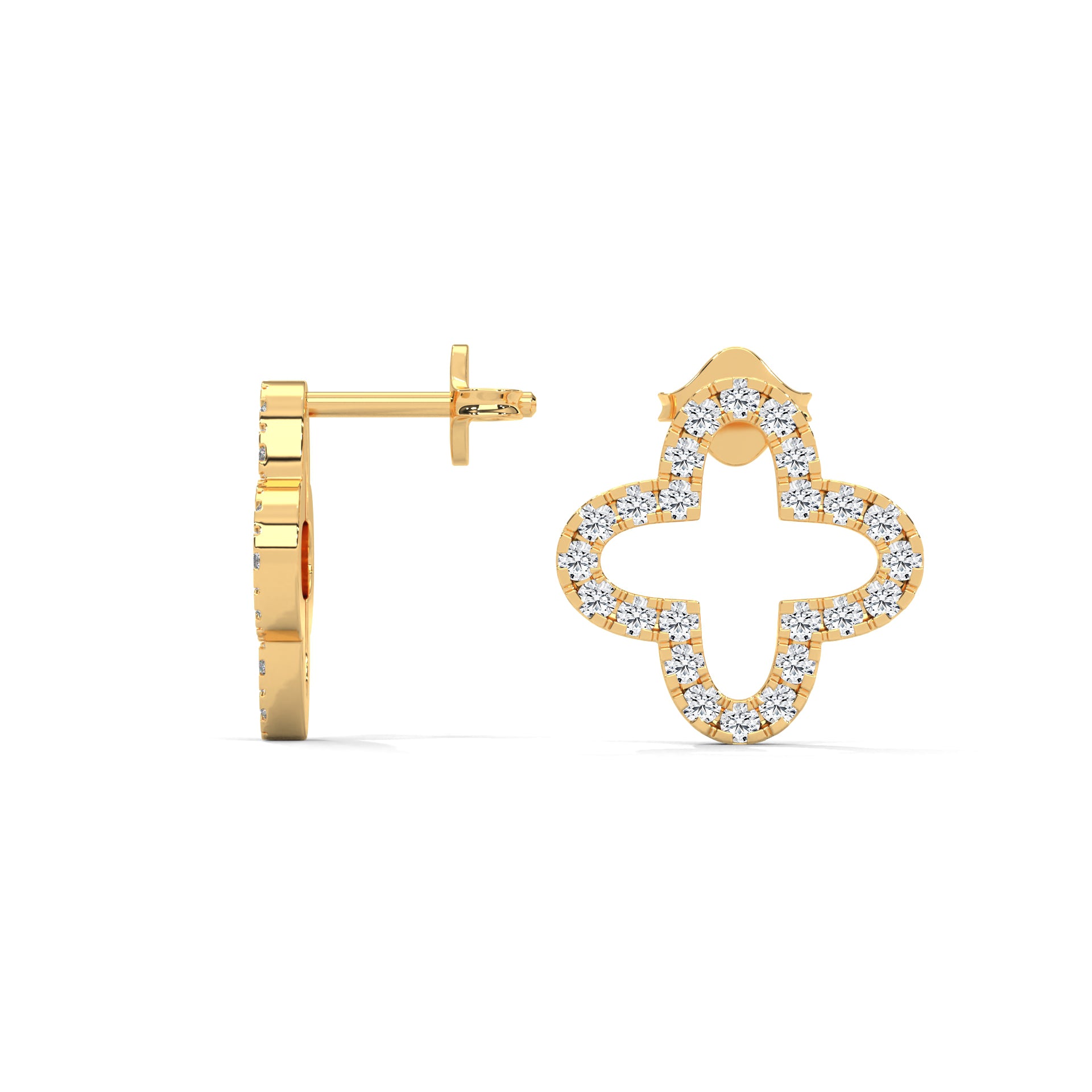 Diamond Clover Stud Earring