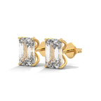 Emerald Cut Solitaire Diamond Stud Earrings